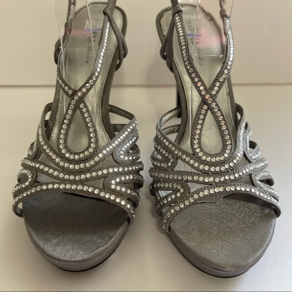Papell Studio Rhinestone Heel Sandals #6W - Picture 3 of 12